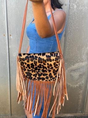 🐆🤎 Leopard Cowhide Fringe Crossbody